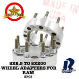 (RAM 2500/3500 '94-'23) 8x6.5 (8x165.1) to 8x200 121.3mm US MADE Wheel Lug Adapters x 2pcs.